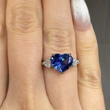 "Zelmira" Blue Sapphire 3.4 Carat Heart Cut Trilogy Natural Diamond Engagement Ring HR1857 HEERA DIAMONDS