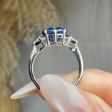 "Zelmira" Blue Sapphire 3.4 Carat Heart Cut Trilogy Natural Diamond Engagement Ring HR1857 HEERA DIAMONDS