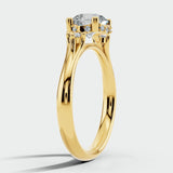 "Zena" Round Cut 2 Carat Trilogy 18kt Yellow Gold Engagement Ring UHRB10