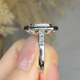 "Zenvira" Blue Sapphire 1 Carat Emerald Cut Natural Diamond Shoulder Engagement Ring HM532