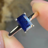 "Zeylan" Blue Sapphire 0.5 Carat Emerald Cut Natural Diamond Engagement Ring HR1325 HEERA DIAMONDS