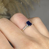 "Zeylan" Blue Sapphire 0.5 Carat Emerald Cut Natural Diamond Engagement Ring HR1325 HEERA DIAMONDS