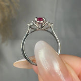 "Zeyra" Ruby 1.02 Carat Oval Cut Trilogy Diamond Engagement Ring HR1311 HEERA DIAMONDS