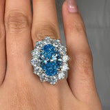 "Zirethra" Blue Sapphire 4 Carat Oval Cut Lab Grown Diamond Engagement Ring HLM30 HEERA DIAMONDS
