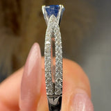 "Zorae" Blue Sapphire 0.56 Carat Round Cut Diamond Shoulder Engagement Ring HM317 HEERA DIAMONDS