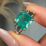 "Zorain" Green 2.69 Carat Cushion Cut Trilogy Diamond Engagement Ring HM2041 HEERA DIAMONDS