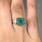 "Zorain" Green 2.69 Carat Cushion Cut Trilogy Diamond Engagement Ring HM2041 HEERA DIAMONDS