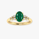 "Zyelle" Green 4.1 Carat Oval Cut Natural Diamond Shoulder Engagement Ring HR2046