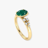 "Zyelle" Green 4.1 Carat Oval Cut Natural Diamond Shoulder Engagement Ring HR2046