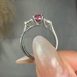 "Zymera" Oval Cut Ruby 1.00 Carat Diamond Trilogy Engagement Ring HR1356 HEERA DIAMONDS