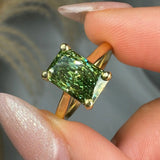 "Zyn" Green 2.04 Carat Radiant Cut Lab Grown Diamond Engagement Ring HM2206 HEERA DIAMONDS