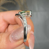 "Zynthera" Green 1.5 Carat Pear Cut Natural Diamond Shoulder Engagement Ring HR1500 HEERA DIAMONDS