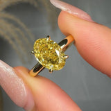"Zyraxis" Yellow 2.1 Carat Solitaire Oval Cut Lab Grown Diamond Engagement Ring HLR422 HEERA DIAMONDS