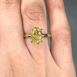 "Zyraxis" Yellow 2.1 Carat Solitaire Oval Cut Lab Grown Diamond Engagement Ring HLR422 HEERA DIAMONDS