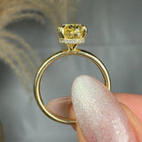 "Zyraxis" Yellow 2.1 Carat Solitaire Oval Cut Lab Grown Diamond Engagement Ring HLR422 HEERA DIAMONDS