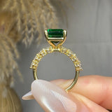 "Zyrel" Emerald Green 3.18 Carat Emerald Cut Lab Grown Diamond Shoulder Engagement Ring HLR261 HEERA DIAMONDS