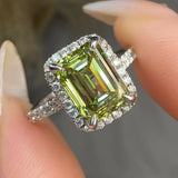 "Zyro" Green 2.01 Carat Emerald Cut Lab Grown Diamond Shoulder Engagement Ring RAM829M HEERA DIAMONDS