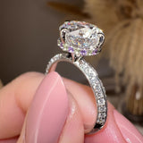"Laney" 2.25 Carat Purple & Green Hidden Halo Round Cut Lab Grown Diamond Pave Shoulders Engagement Ring