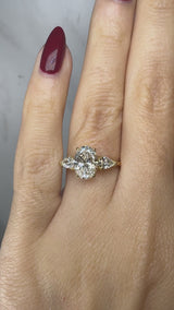 "Glenney" 2.5 Carat Three Stone Oval Cut with Pear Trilogy Engagement Ring