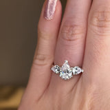 "Madeline" 1 Carat Three Stone Pear Cut Diamond Trilogy Engagement Ring 3SPS02