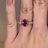 "Piper" 1.60 Carat Fuchsia Pink Oval Cut Ruby Diamond Shoulders Engagement Ring