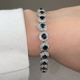 Round Brilliant Shape 12 Carat Sapphire Center Featuring Diamond Halo Bracelet BRHARBS