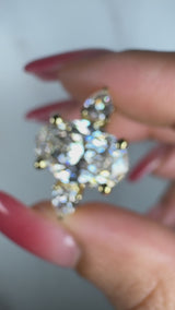 "Dazzy" Three Stone 4 Carat Oval and Pear Trilogy Diamond Engagement Ring