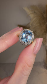 "Juliana" 2 Carat Aquamarine Oval Cut Halo Diamond Engagement Ring