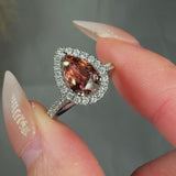 "Zyra" 1.00 Carat Pear Cut Brown Sapphire Natural Diamond Shoulder Engagement Ring HR1471
