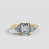 "Brenzy" Emerald Cut 2.5 Carat Three Stone Trilogy Engagement Ring 3SEC08