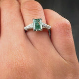 "Crest" 1.5 Carat Radiant Cut Fancy Intense Green Trilogy Lab Grown Diamond Engagement Ring HLR634
