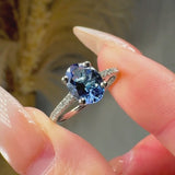 "Avra" Tanzanite 0.88 Carat Oval Cut Natural Diamond Shoulder Engagement Ring HM298