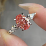 "Velmira" Pink 1.01 Carat Oval Cut Trilogy Diamond Engagement Ring HLR435