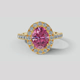 "Esme" 1.50 Carat Halo Oval Cut Diamond Shoulders Engagement Ring
