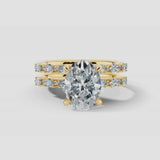 "Goldie" 1.60 Carat Bridal Set Oval Cut Diamond Shoulders Eternity 18K Yellow Gold Engagement Ring