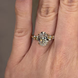 "Haven" 2.50 Carat Oval Cut Diamond Floral Leaf Petals Shoulders Yellow Gold Engagement Ring