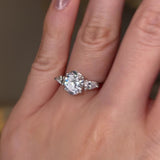 "Camila" 1 Carat Three Stone Oval Cut with Pear Diamond Trilogy Engagement Ring 3SOC05
