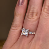 "Isabel" 1 Carat Princess Cut Diamond Hidden Under Halo Diamond Shoulder Engagement Ring UHPC01