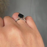 "Zyven" Blue Sapphire 3.45 Carat Pear Cut Natural Diamond Shoulder Engagement Ring HM1411