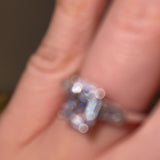 "Elise" 1 Carat Three Stone Emerald Cut Diamond with Tapered Baguette Sides Trilogy Engagement Ring 3SEC50