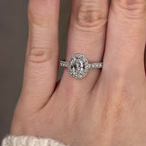 "Morgan" Halo 1.50 Carat Oval Cut Diamond Shoulders Engagement Ring