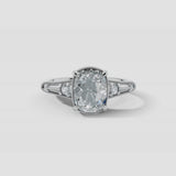 "Vesky" Cushion Cut 1.50 Carat Diamond Shoulder Platinum Engagement Ring DSCC05