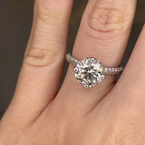 "Laney" 2.25 Carat Purple & Green Hidden Halo Round Cut Lab Grown Diamond Pave Shoulders Engagement Ring