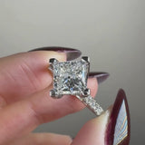 "Evan" Princess Cut 2 Carat Diamond Shoulder Engagement Ring