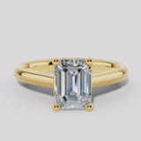 "Dream" 4 Carat Hidden Under Halo Emerald Cut Yellow Gold Engagement Ring UHEC01