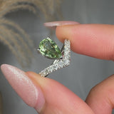 "Zynthera" Green 1.5 Carat Pear Cut Natural Diamond Shoulder Engagement Ring HR1500