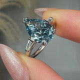 "Xavira" Blue Sapphire 2.5 Carat Pear Cut Trilogy Lab Grown Diamond Engagement Ring HLM507