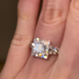 "Ezra" Square Halo Princess Cut 1 Carat Diamond Split Diamond Shoulder Engagement Ring HAPC01
