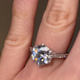 "Lux" 1 carat Petals Basket Set Round Brilliant Cut Diamond Grain Set Diamond Engagement Ring DSRB41