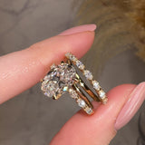 "Goldie" 1.60 Carat Bridal Set Oval Cut Diamond Shoulders Eternity 18K Yellow Gold Engagement Ring